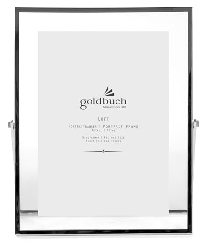 goldbuch Loft Metal Picture Frame with Stand, Portrait Frame for 1 Picture/Photo in 15 x 20 cm Format/Metal Picture Frame Approx. 19.7 x 24.7 x 1 cm Silver