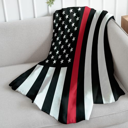 Infinity Republic - Thin Red Line Soft Fleece Throw Blanket - 50x60 Perfect for Living Rooms, bedrooms, Kids' Rooms, Outdoors!