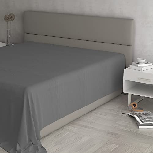MAX COLOR Top Sheet, 100% Cotton, Plain, Dark Grey, Maxi Double 270 x 300 cm
