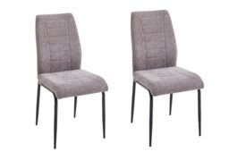 A ASPECT Set Of 2 Anna Upholstered Dining Chairs With Black Metal Legs (Light Brown)