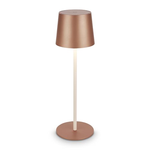 BRILONER - Rechargeable LED Table lamp IP44 with Touch, dimmable, Replaceable Battery, LED Light, Bedside, no Cord, Camp Light, Outdoor, 11x34,5 cm, Coffee