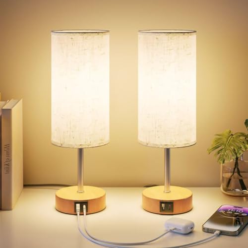 UPXNBOR Bedside Lamps Set of 2, Touch Table Lamps for Bedroom, Living Room