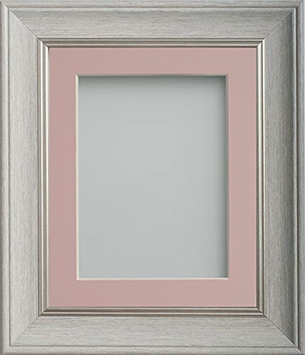 Frame Company Drummond Pale Grey Photo Frame, Pink Mount, A3 for A4 (11.75x8.25 inch, fitted with perspex)