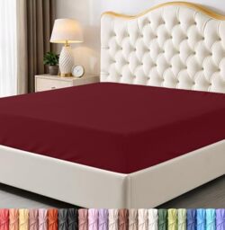 Utopia Bedding Queen Fitted Sheet - Bottom Sheet - Deep Pocket - Soft Microfiber -Shrinkage and Fade Resistant-Easy Care -1 Fitted Sheet Only (Red Burgundy)