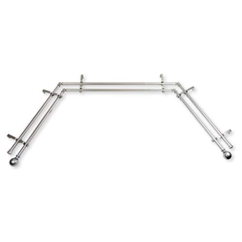 "Rod Desyne 13/16"" Jodi Bay Window Double Curtain Rod, 20-36"", 38-72"", Satin Nickel"