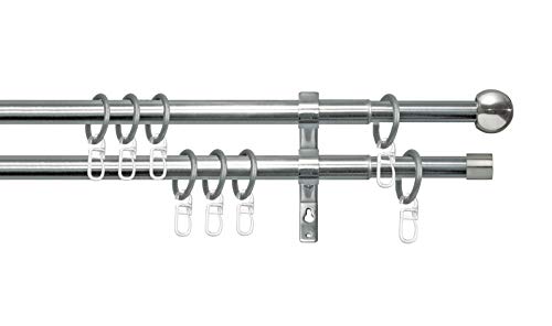 GARESA Curtain rods, Metal, Stainless Steel Look, 120 cm