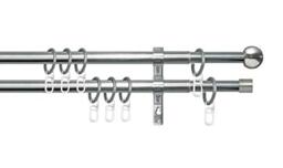 GARESA Curtain rods, Metal, Stainless Steel Look, 120 cm