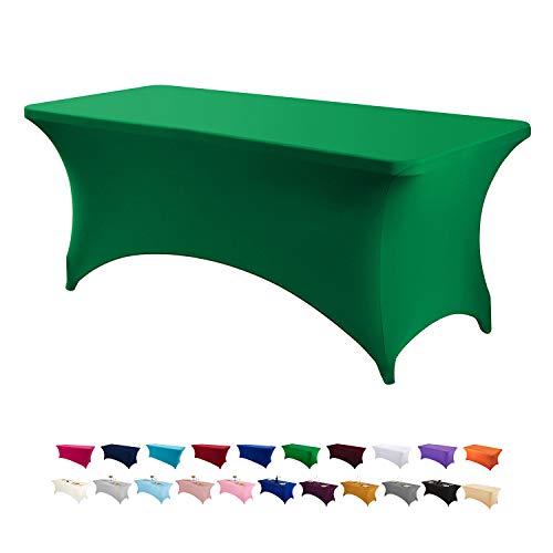 Peomeise 2 x 6 ft Spandex Table Cover Rectangular Stretch Spandex Tablecloth (Emerald, 6 ft)