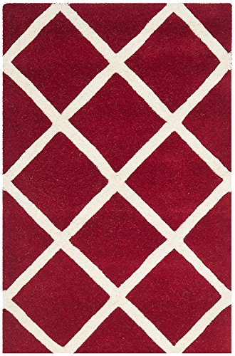 Safavieh Contemporary Indoor Hand Tufted Rectangle Area Rug, Chatham Collection, CHT720, in Red / Ivory, 122 X 183 cm for Living Room, Bedroom or Any Indoor Space