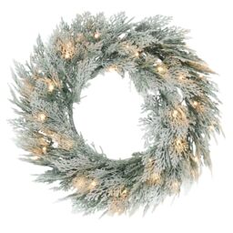 HOMCOM 60cm/ 24inch Prelit Christmas Wreath 35 Warm White LED Lights Timer