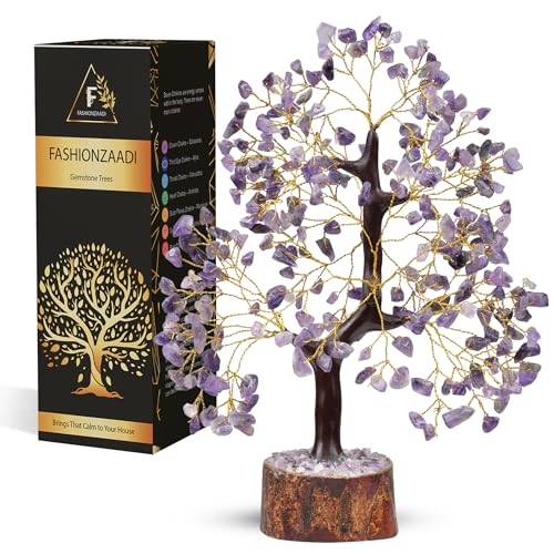 Amethyst Crystal Tree, Healing Gemstones Tree of Life Artificial Bonsai Money Tree Decorative Gem Tree Feng Shui Gift for Women Housewarming Good Luck Gifts Healing Chakra Reiki Gems Tree (10-12 inch)