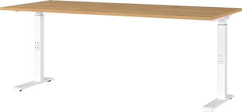 Germania Desk 7912-552, in Grandson oak repro/White, me. height adjustment, 180 x 91 x 80 cm (WxHxD)