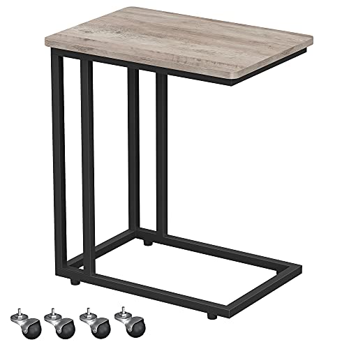 VASAGLE End Table, Side Table, Coffee Table, with Steel Frame and Castors, Easy Assembly, Industrial, for Living room, Bedroom, Balcony, Rustic Brown and Black LNT050B02