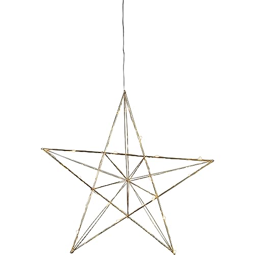 Eglo LED Christmas Decoration with Hanging Decorative Star, Ornament with Timer, Window Star Made of Metal in Brass, Warm White