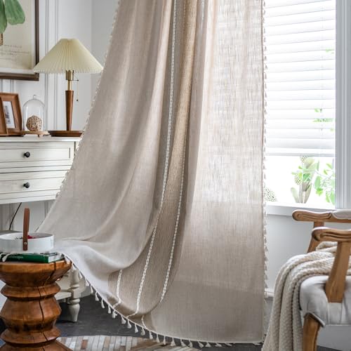 ColorBird Boho Curtains 2 Penals Stripe Curtains 63 inch Curtains for Living Room Bedroom