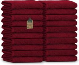 NatureMark Guest Towels - Pack of 20 (30 x 50 cm), 100% Cotton, Oeko-Tex Certified, Soft, Absorbent and Easy to Clean - For Bathroom, Guests & Spa - Bordeaux Red