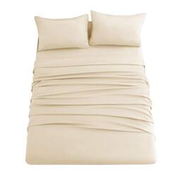 Ghooss Full Size Bed Sheet Set-Beige 4 Piece Set-1800 Microfiber Polyester-Super Soft-14inch Deep Pocket-Stain Resistant,Wrinkle,Breathable,Machine Washable-Full,Beige