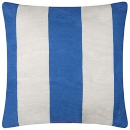 furn. Deck Stripe Woven Outdoor Cushion Cover – Reversible Bold Stripe Design, Heavy-Duty Fabric for Lasting Use (White/Blue, Cover Only, 59x59cm)