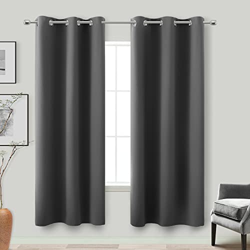 Dark Gray Curtains for Living Room 42x72 Inches Long