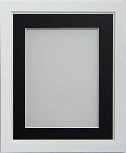Frame Company Ainsworth Range White 20x16 inch Picture Photo Frame with Black Mount for Image 15x10 inch * Choice of Sizes* Fitted with Real Glass