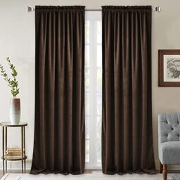 StangH Brown Curtains 108 inches Long Luxury Super Soft Thick Velvet Room Divider Drapes Thermal Insulated Noise Absorbing Panels for Villa/Bedroom, W52 x L108, 2 Panels