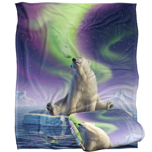 Jq Licensing - Jlo Polar Bear Aurora Northern Lights Silky Touch Super Soft Throw Blanket 152 X 127 Cm