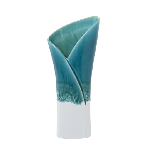 Alexandra House Living Vase Blue White Ceramic 10 x 14 x 34 cm