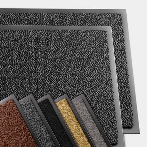 VOUNOT® Set of 2 Door Mats for Outdoor or Indoor, Dirt trapper, Non Slip Barrier Mat Washable Welcome Doormat Entrance Rug, Grey-Black, 60x90cm
