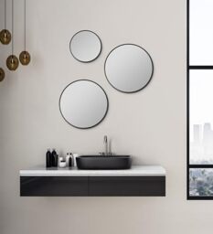Talos Picasso Mirror Black Diameter 40 cm Aluminium Frame, Round Bathroom Mirror for Stylish Ambience - Elegant Wall Mirror that combines Functionality and Modern Design