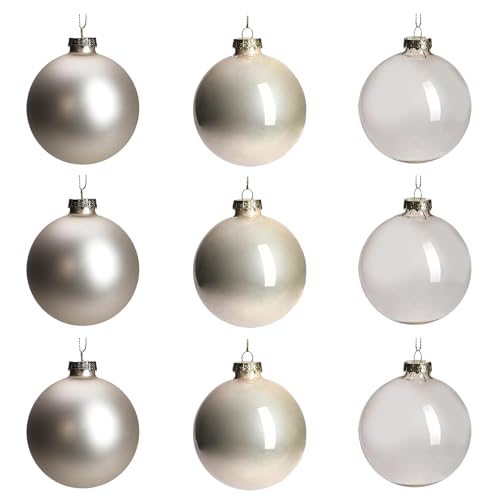 DN DECONATION Champagne Glass Christmas Ball Ornaments, 3.15” Hanging Christmas Baubles for Xmas Tree Decoration, Set of 9 Decor for Holiday, Halloween, Wedding Party Gift