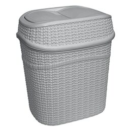 "Bath Bliss 9.5 Liter Swing Top Waste Bin Sailor Knot Trash Can - Dimensions: 11.22"" x 8.27"" x 12.6"" - Great for Office - Bathroom - Lid Remove - Grey - Bathroom Wastebasket - Grey"