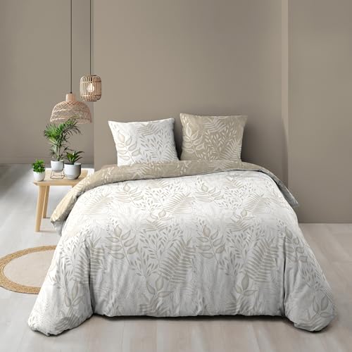 Douceur d'Intérieur, 3-Piece Bedding Set (240 x 220 cm) Cassia, Reversible – 100% Cotton