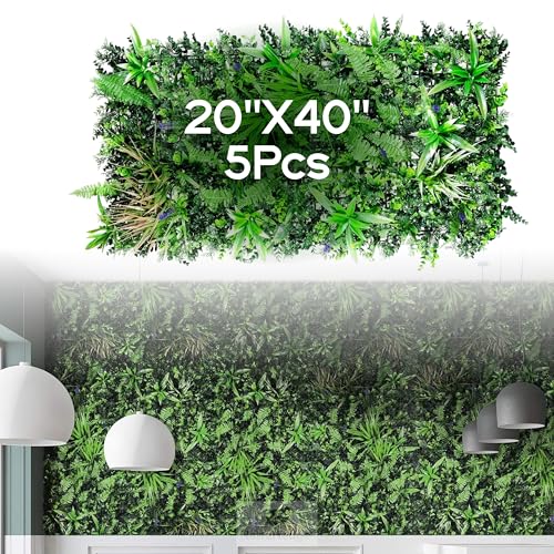 NatraHedge Artificial Kauai Living Wall Vertical Garden for Outdoor Hedge Installments or Indoor Decor (5 Pack) 28 SQF