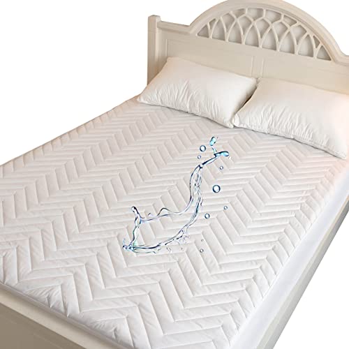 Kingnex Quilted Waterproof RV Short King Mattress Protector Pad - for 72x75 Short Cal King Camper Bed, Fitted Cover with Elastic Skirt, Brushed Microfiber Surface