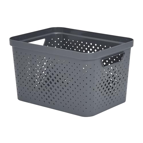 Sundis 0360002 PIXEL Litter Bin 16 Liters Gray - With handles, stackable, ideal for small items and accessories in the bathroom, bedroom, kitchen or office