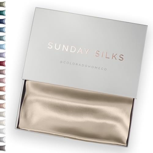 SUNDAYSILKS??? 100% Mulberry Silk Pillowcase, Silk Pillow Cases for Hair & Skin, Superior to Satin Pillowcase, with Zipper, Standard, Queen, King Sizes, Anti-Wrinkle, Cooling, Non-Slip Silk Pillowcases
