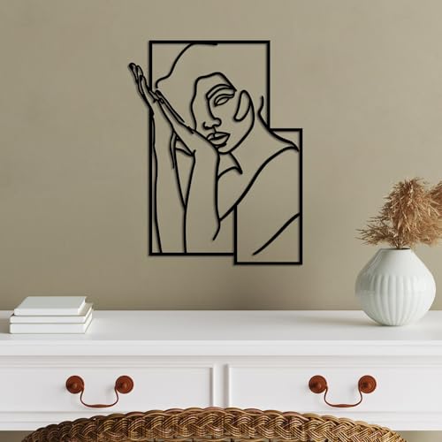 Stylish Black Decorative Metal Wall Accessory, 50 x 38 cm, 100% Metal (1.5 mm Thick), Easy Wall Mounting, Perfect for Modern Home Decor