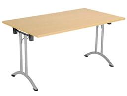 Office Hippo Folding Office Table, Sturdy & Stylish Computer Table Desk, Work Table For Home Office, Versatile Foldable Table For Meeting Room or Boardroom, 5 Year Guarantee - Oak/Silver