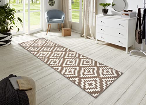 Hanse Home Nordic Rug Runner, 80 x 200 cm, Soft Short Pile Rug, Modern Diamond Design Runner for Hallway, Bedroom, Children's Room, Bathroom, Living Room, Kitchen, Decorative Runner - Taupe
