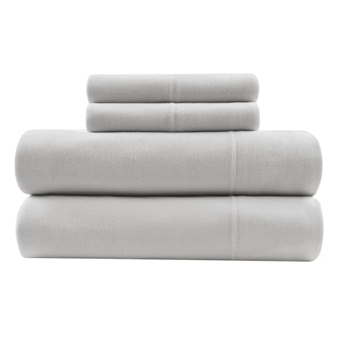 "Intelligent Design Sheet Set Cotton Jersey Knit Blend, Soft & Breathable Sheets All Season Cotton Blend Sheet Set Feels Cool & Smooth, Deep Pocket Fits Up to 16"" Mattress, Twin XL Grey 3 Piece"