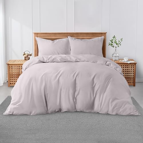 GC GAVENO CAVAILIA Super King Plain Dyed Duvet Cover Set with Pillowcases - Soft Comfortable, Lightweight Polycotton Bedding, Easy-Care - Quilt Comforter Cover - Grey