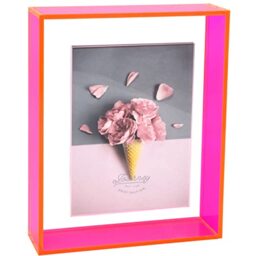 Mutellstory 8x10 Acrylic Picture Frame Neon Floating Photo Frame for Wall Mount and Tabletop Decorative in Gallery Home Office, Neon Pink