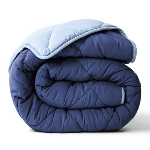 ViscoSoft All Seasons Twin/Twin XL Down Alternative Reversible Comforter - Perfect for Dorm Bedding - Breathable Premium Twin Extra Long Soft Microfiber Light Blue/Navy