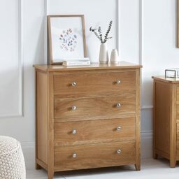 Julian Bowen Mallory Chest of Drawers, 4 Drawer, Oak - H89 x W83 x D44cm