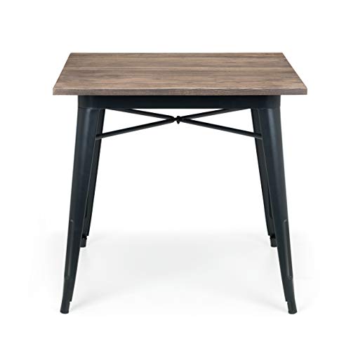 Julian Bowen Grafton Square Dining Table - Mocha Elm/Black - Industrial and Modern Design