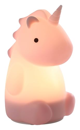 Eglo LED Night Light Kids Castellino, Cute Battery nightlight Unicorn, Room Decoration Girls Bedroom, Silicone Bedside lamp for Children, Touch-Operated, Pink, Warm White, RGB
