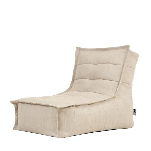 icon Dolce Lounge Bean Bag Chair, Natural, Indoor Outdoor Beanbag, Large Adult Bean Bag with Filling Included, Floor Chair, Garden, Living Room Furniture, Bedroom Furniture