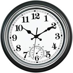SMILEMARY 12-Inch Indoor/Outdoor Retro Silent Non-Ticking Waterproof Wall Clock with Thermometer,Battery Operated Quality Quartz Round Clock Wall Decorative for Patio/Home