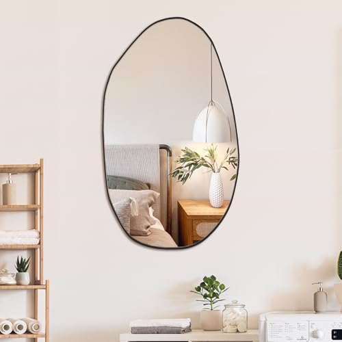 "BOMINICA Asymmetrical Wall Mirror Frameless Irregular Accent Mirror for Living Room Entryway Bedroom, 19.5""x33.5"""