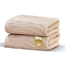 Rapport Home Safari Face Towels 2-Pack - Luxurious 100% Cotton 500gsm Soft Absorbent Face Cloths - Oeko-Tex Certified Bathroom Hand Towels - Natural Sand (30x30cm)